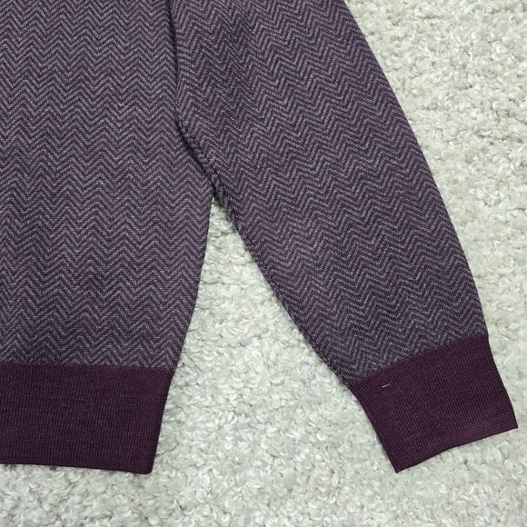 Bonobos Sweater Mens XL Purple Chevron Merino Wool 1/4 Zip Long Sleeve - Picture 2 of 13